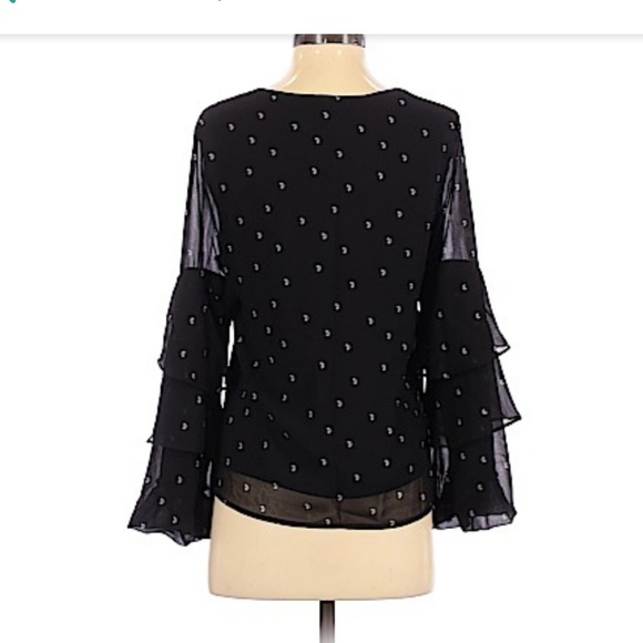 Wayf Black Pattern Tiered Long Sleeve Black Top - Picture 3 of 4